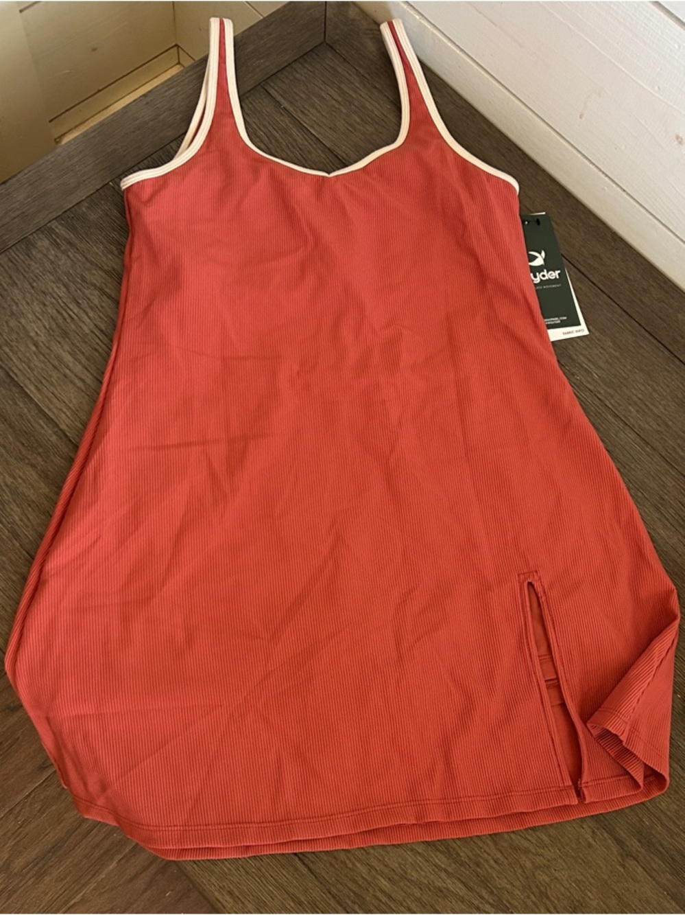Glyder Coral Red Tank Dress with Cream Trim